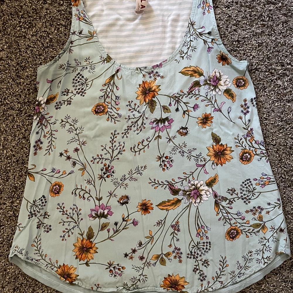 Anthropologie Orange Tank Top with Floral Print